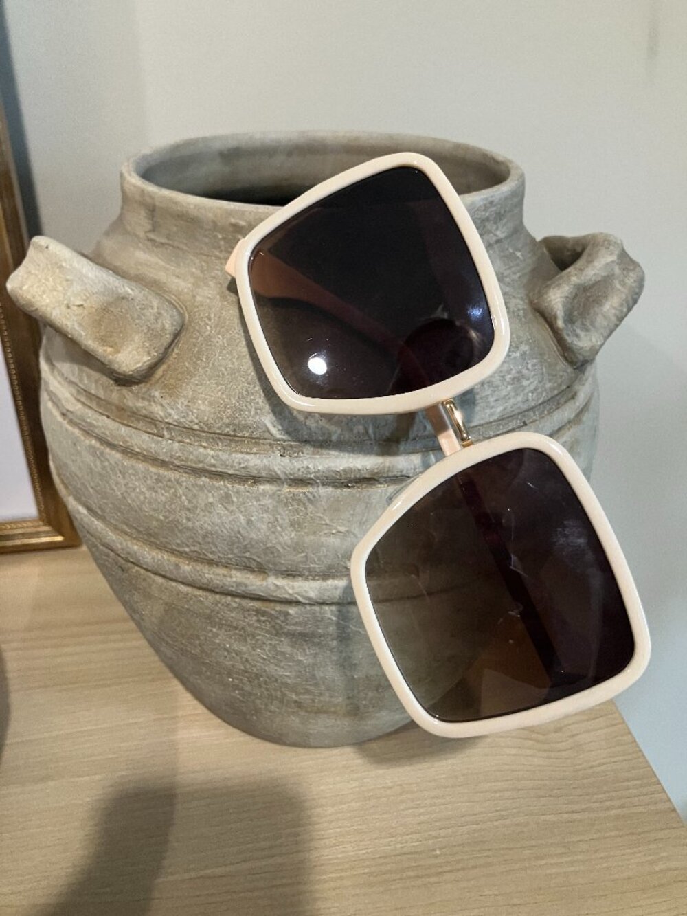 Women's Oversized Ivory Square Sunglasses